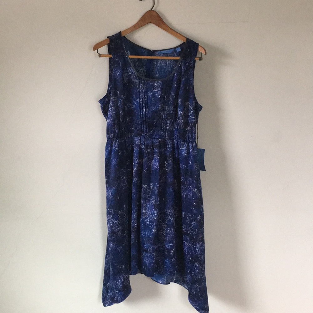 VERA WANG Silk Fit and Flare Mid Length Dress